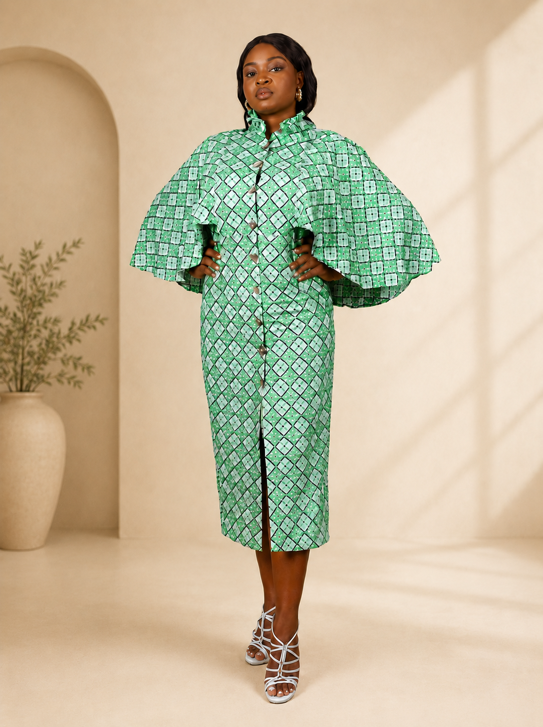 ELEVATED SLEEVE MIDI DRESS