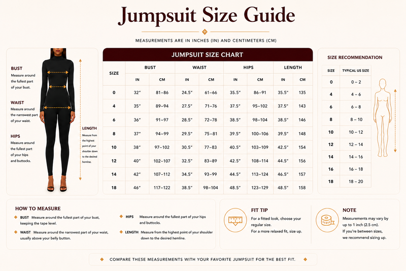 Size Guide for IDEN-Jumpsuit